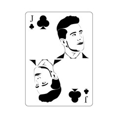 Playing card, icon. Jack of Clubs. Abstract concept. Vector illustration on white background.