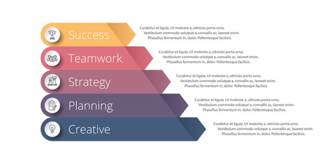 Pyramid infographic template with five elements. One from a set of vector illustrations. 
Can be used for workflow layout, diagram, business step options, banner, web design.
