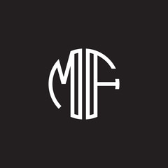 Obraz premium Initial letter MF, minimalist line art monogram circle shape logo, white color on black background