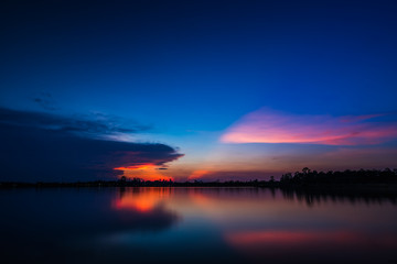 Sunset at the lake landscape