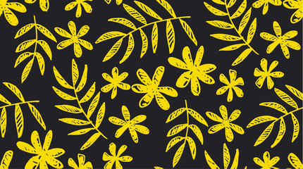 Fototapeta na wymiar simple tropical floral seamless pattern