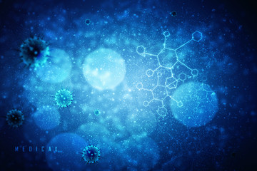 3d rendering Virus bacteria cells background
