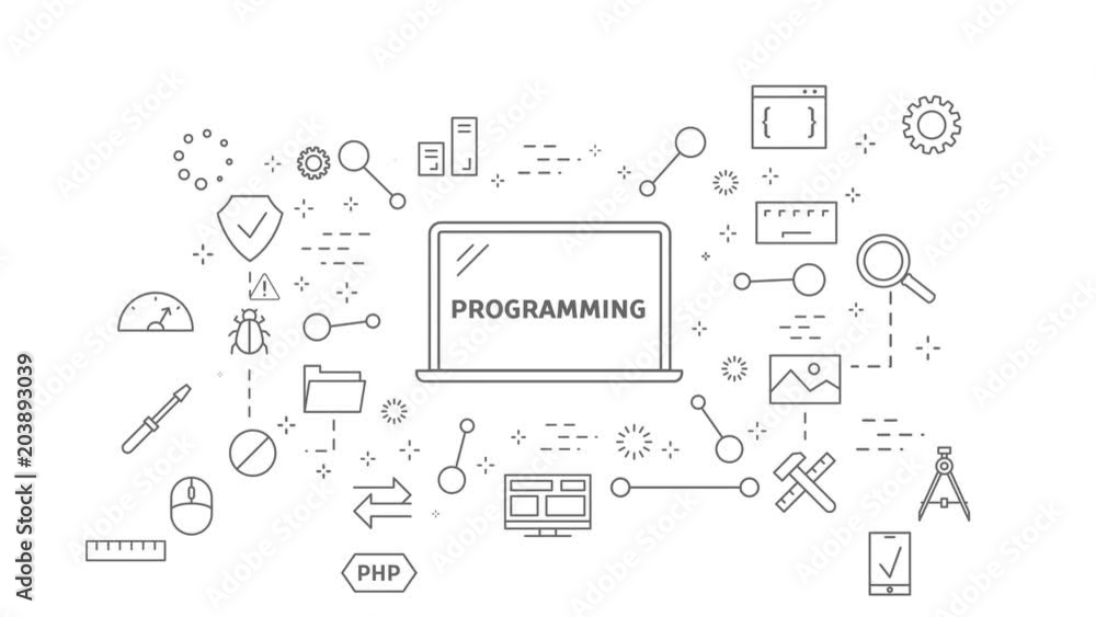 Wall mural programming line animation.