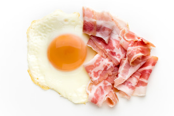 Eggs and baconon on the isolated background.