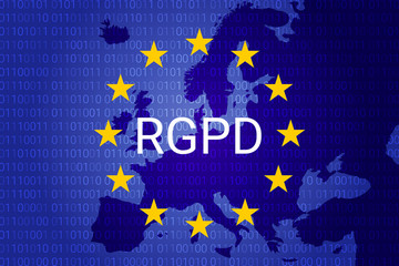 RGPD is GDPR: general data protection relation in French, Italian, Spanish. Vector