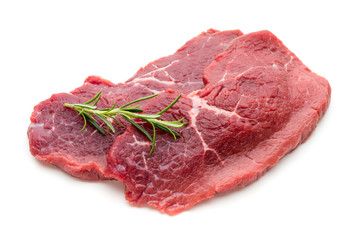 Fresh raw beef steak isolated on white.