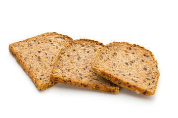 Whole wheat bread isolated on white background.