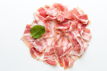 Fresh bacon on the isolated background.