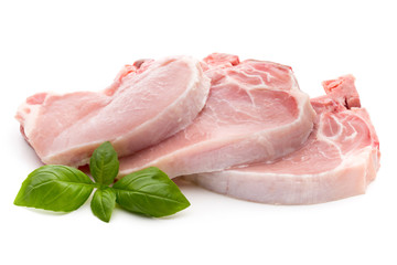 Fresh raw beef steak isolated on white background, top view.