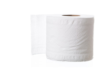 roll of toilet paper on white background