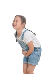 Portrait of Asian girl kid cute age 7 years on white background