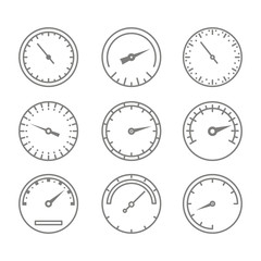 Set of monochrome icons with speedometers for your design