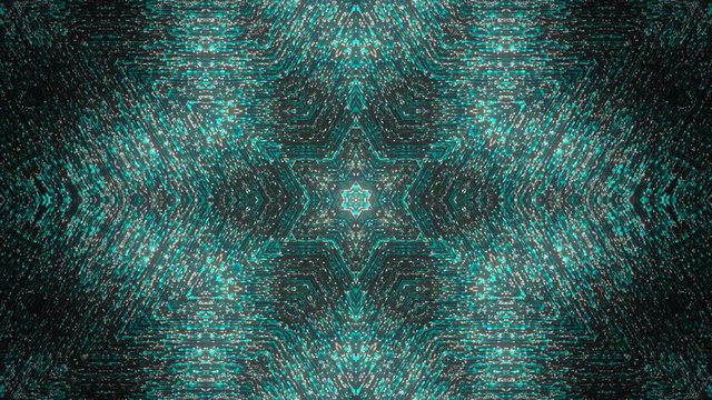 Fractal blue kaleidoscopic background. Background motion with fractal design. Disco spectrum lights concert spot bulb