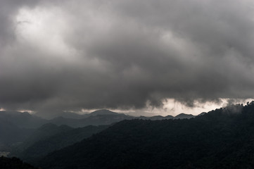 Strom clouds above rainforest at Viewpoint Of Khao Yai National Park, Nakhonratsima, THAILAND