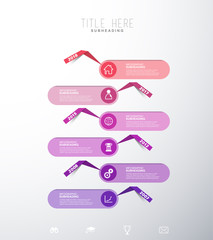 Infographic colorful milestones time line vector template with icons.