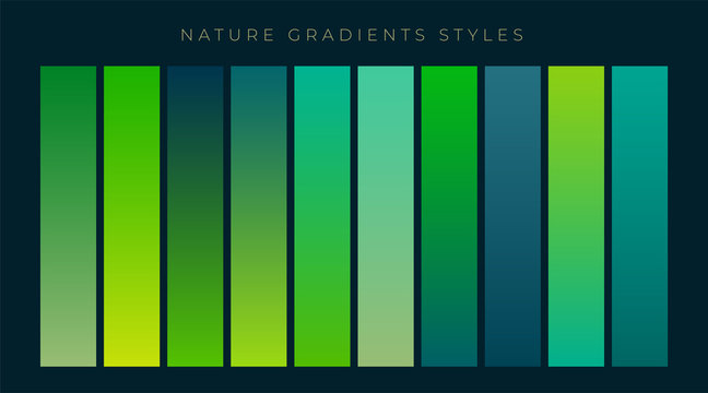 set of fresh green gradients background