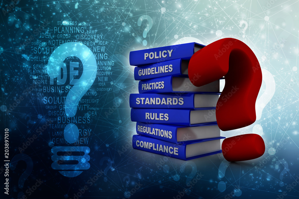 Poster 3d rendering books with question mark symbol