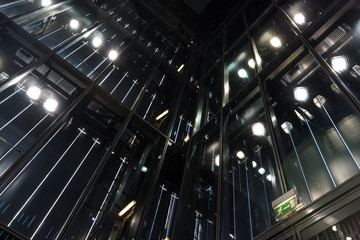The modern glass architecture with illumination at night