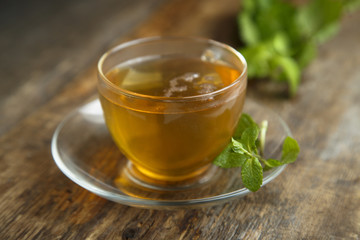 Homemade hot mint tea