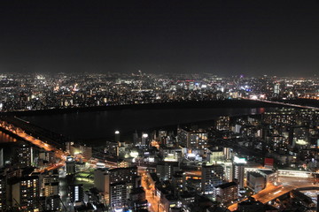 Fototapeta na wymiar The city view from Umeda Sky Building