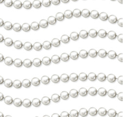Realistic seamless background of multiple white pearl beads - vector eps10 illustration