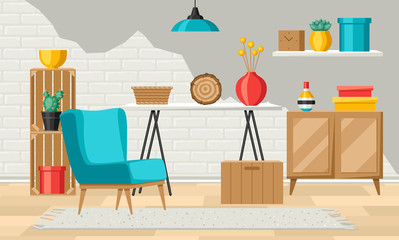 Interior living room. Furniture and home decor.