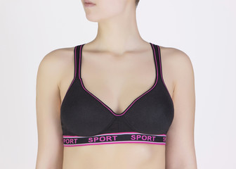 Pattern of black sportive big size bra.