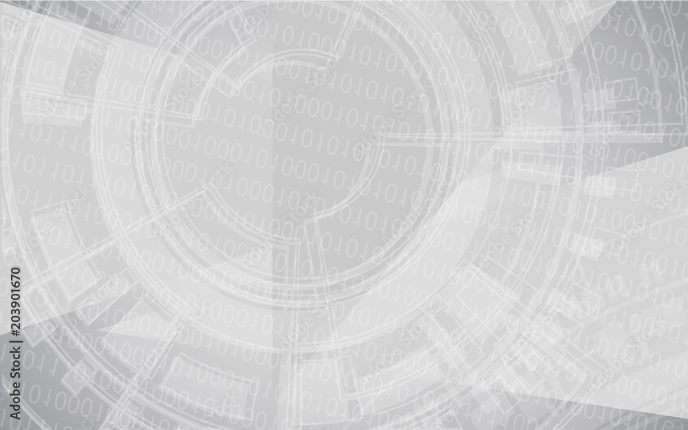 Poster vector modern technology background with binary code. white grey background for website, brochure, p
