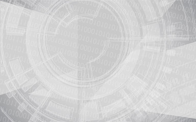 Vector modern technology background with binary code. White grey background for website, brochure, poster, flyer and magazine cover.