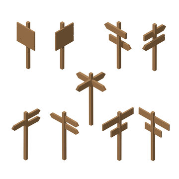 Isometric wooden pointers.