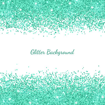 Turquoise Glitter On White Background. Vector