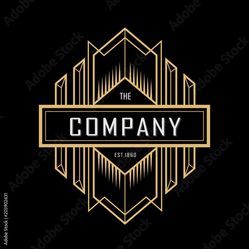 "art deco vintage badge retro logo design vector