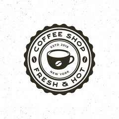 modern vintage coffee shop label. vector illustration