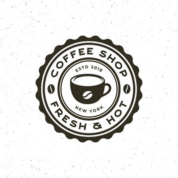 modern vintage coffee shop label. vector illustration