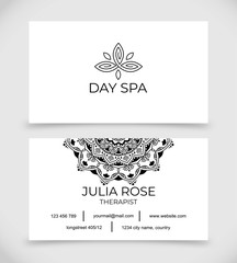 White simple business card templates with mandala vector