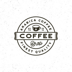 modern vintage coffee shop label. vector illustration