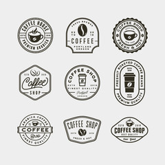 set of modern vintage coffee shop labels. vector illustration