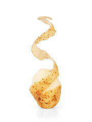 Isolated potatoes. Cut raw potato vegetables isolated on white background with clipping path
