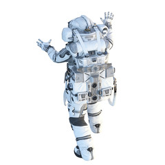 Astronaut on white. Mixed media