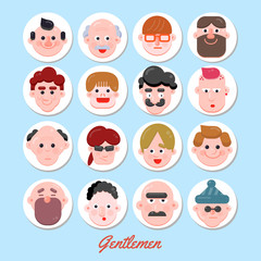 People Vector Illustration, Vector Flat Character Faces, Cute Avatar Collection, Flat Design, Various Age Group Character Concept, Modern Web Icon Set