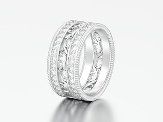 3D illustration silver decorative carved out ornament ring