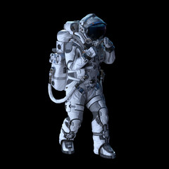 Astronaut in darkness. Mixed media