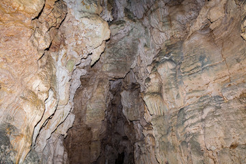 Limestone cave with natural rock formations at Baratang island, Andaman India.