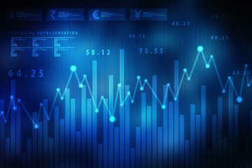 2d rendering Stock market online business concept. business Graph 