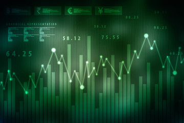 2d rendering Stock market online business concept. business Graph 