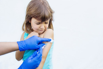 vaccination of children. An injection. Selective focus.