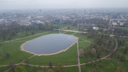 Aerial view of London Hyde Park UK United Kingdom drone top view