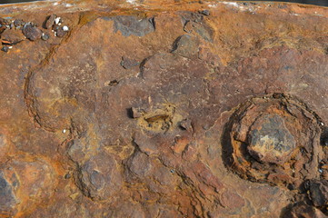 The corrosion of the iron
