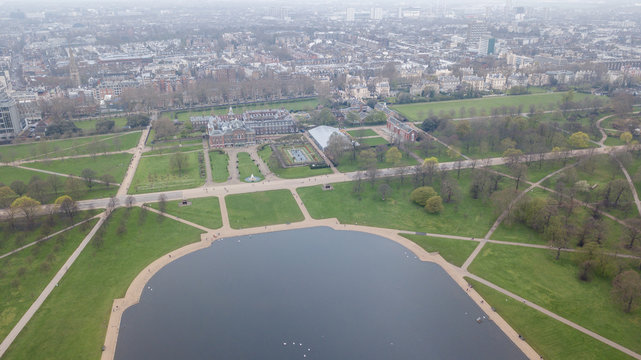 Aerial View Of London Hyde Park UK United Kingdom Drone Top View