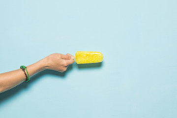 Lemon ice cream popsicle